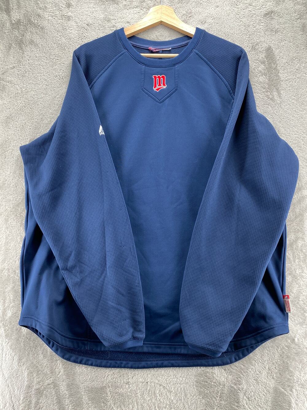 Majestic Authentic Minnesota Twins Therma Base Pullover Sweatshirt Navy Blue 2XL